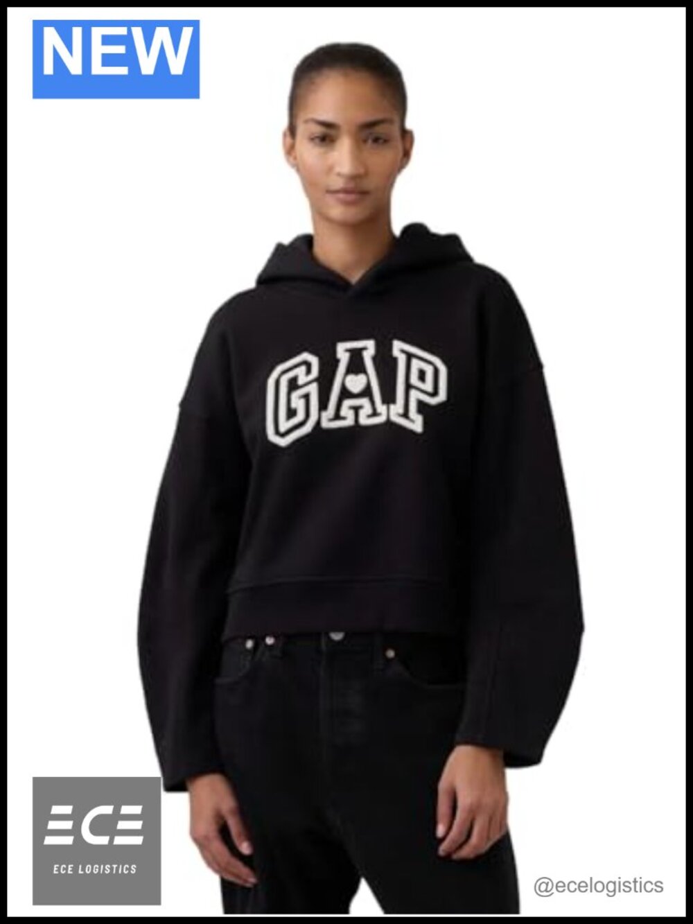 GAP Barrel Sleeve Logo Hoodie Fleece Pullover Sweatshirt